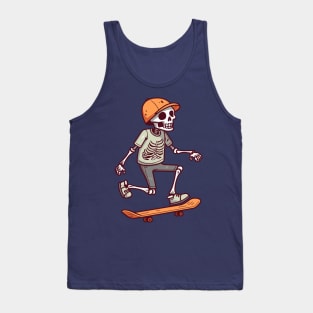 Skateboarding Skeleton in Casual Tee Tank Top